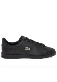 Buty Lacoste Carnaby Set 224 1 SUJ 748SUJ0001-02H - czarne. Okazja: na co dzień. Zapięcie: sznurówki. Kolor: czarny. Materiał: guma, skóra, syntetyk. Wzór: aplikacja. Obcas: na płaskiej podeszwie. Sport: turystyka piesza #1