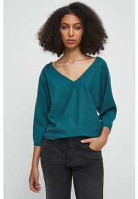 medicine - Medicine sweter damski kolor zielony lekki. Kolor: zielony. Materiał: materiał #1