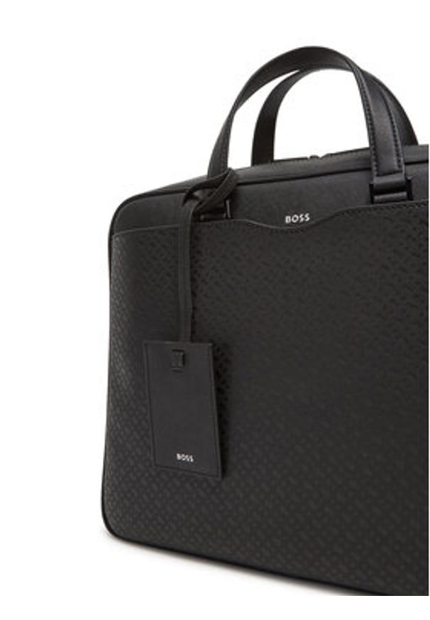 BOSS Torba na laptopa 50542235 Czarny. Kolor: czarny. Materiał: skóra