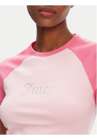 Juicy Couture T-Shirt Contrast JCWCT125307 Różowy Slim Fit. Kolor: różowy. Materiał: bawełna #4