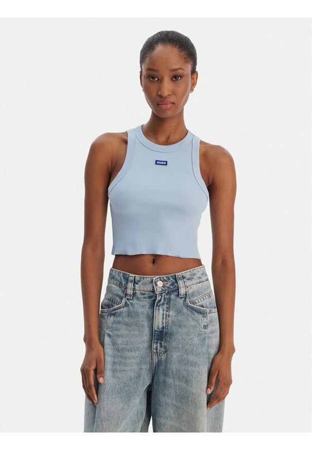 Hugo - HUGO Top Baby 50511450 Błękitny Slim Fit. Kolor: niebieski. Materiał: bawełna