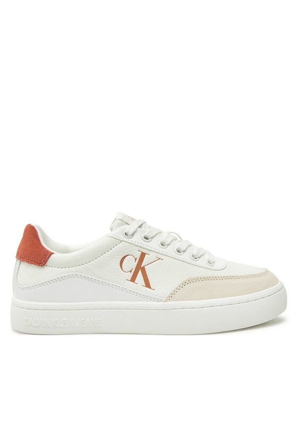 Calvin Klein Jeans Sneakersy Classic Cupsole Laceup Low Lth YW0YW01668 Biały. Kolor: biały. Materiał: skóra