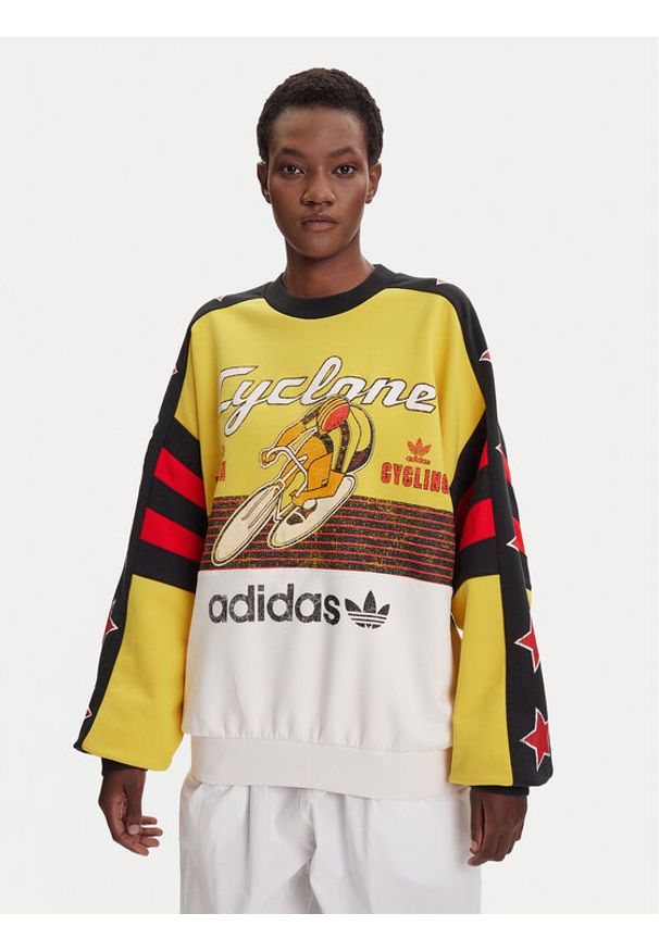 Adidas - adidas Bluza Archive Cycling JW0147 Żółty Oversize. Kolor: żółty. Materiał: bawełna