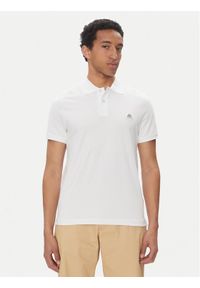 Moose Knuckles Polo Everett M34MT712 Biały Slim Fit. Typ kołnierza: polo. Kolor: biały. Materiał: bawełna