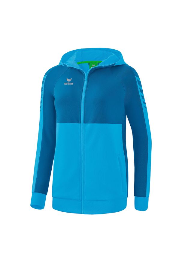 ERIMA - Damska bluza treningowa z kapturem Erima Six Wings. Typ kołnierza: kaptur. Kolor: zielony, niebieski, wielokolorowy, fioletowy. Materiał: materiał