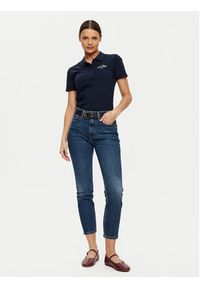 TOMMY HILFIGER - Tommy Hilfiger Polo WW0WW43930 Granatowy Slim Fit. Typ kołnierza: polo. Kolor: niebieski. Materiał: bawełna
