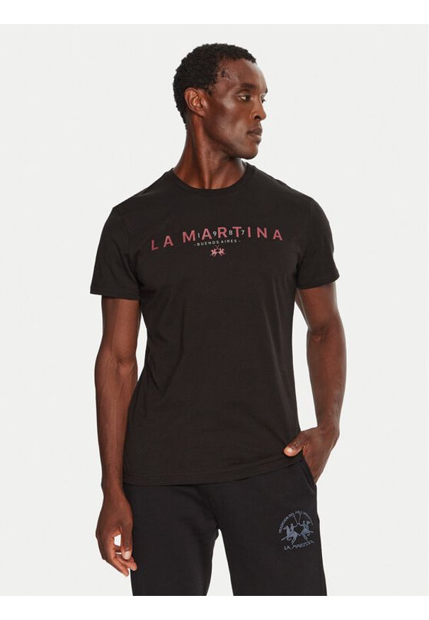 La Martina T-Shirt ZMR007 JS206 Czarny Regular Fit. Kolor: czarny. Materiał: bawełna