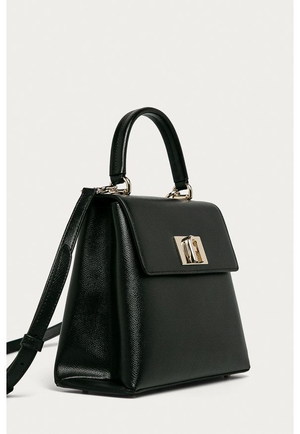 Furla - Torebka skórzana Bakpaco. Kolor: czarny. Materiał: skórzane. Rodzaj torebki: na ramię