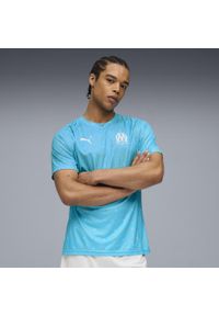 Puma - Męska koszulka przedmeczowa Olympique de Marseille PUMA Bleu Azur White Blue. Kolor: niebieski. Sport: piłka nożna