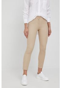 Pennyblack spodnie damskie kolor beżowy dopasowane medium waist. Kolor: beżowy