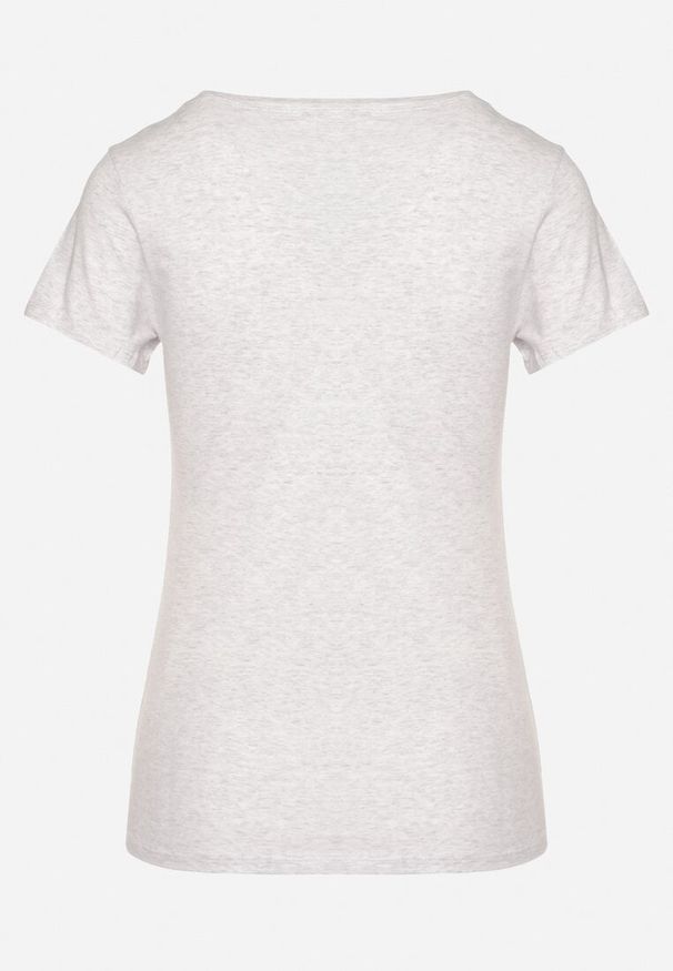Born2be - Szary T-shirt Bawełniany z Nadrukiem Rusolia. Okazja: na spotkanie biznesowe, do pracy, na co dzień. Kolor: szary. Materiał: bawełna. Wzór: nadruk. Styl: biznesowy, klasyczny, casual