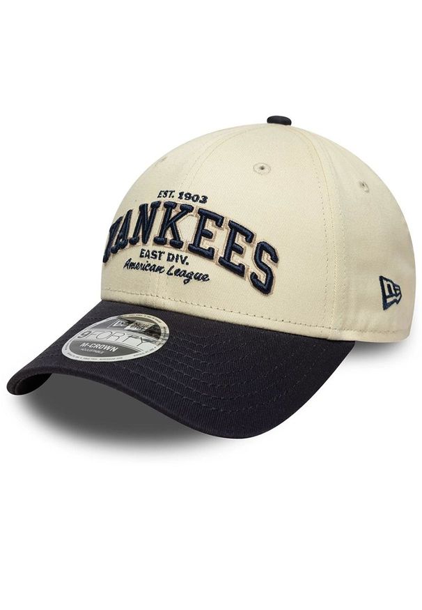Czapka unisex New Era 9FORTY New York Yankees MLB Wordmark 60771808 - beżowa. Kolor: beżowy. Materiał: tkanina, bawełna. Wzór: napisy, haft