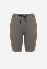 Born2be - Ciemnoszare Szorty Kolarki z Bawełną i Wiązaniem Kollunea. Okazja: na co dzień. Kolor: szary. Materiał: bawełna. Sezon: lato, wiosna. Styl: casual #3