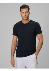 4f - 4F T-shirt slim gładki męski - granatowy M. Okazja: na co dzień. Kolor: niebieski. Materiał: dzianina, materiał, bawełna. Wzór: gładki. Styl: casual #1