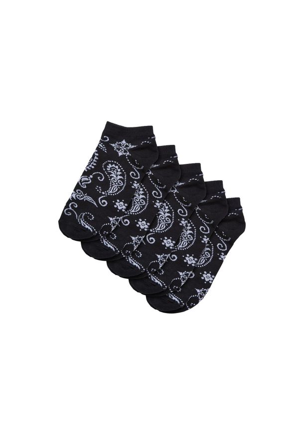 Urban Classics - Skarpety Męskie Bandana Print NoShow (zestaw 5 Sztuk). Kolor: czarny. Wzór: nadruk