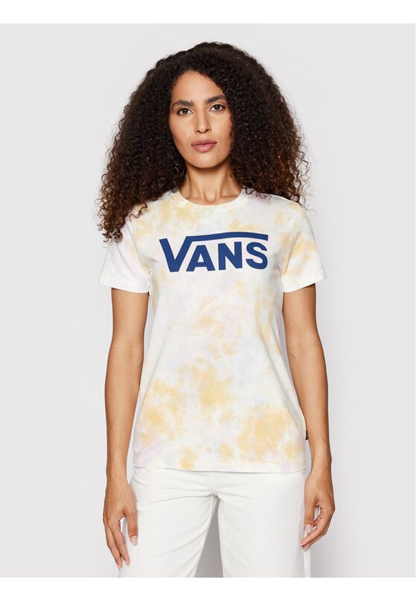 Vans T-Shirt Logo Wash Crew VN0A7RSB Kolorowy Regular Fit. Materiał: bawełna. Wzór: kolorowy