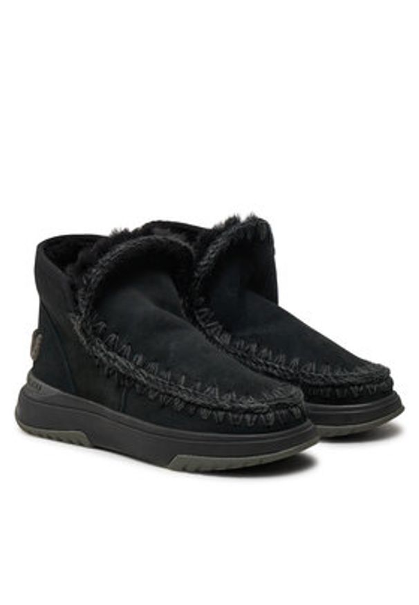 Mou Śniegowce Eskimo Jogger Glitter FW421001A Czarny. Kolor: czarny. Materiał: zamsz, skóra