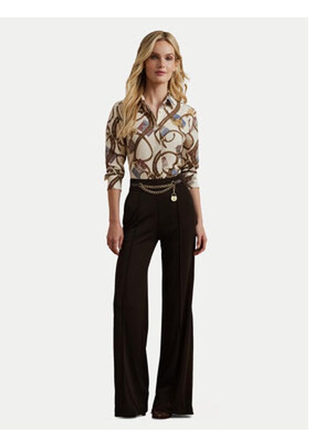 Lauren Ralph Lauren - LAUREN RALPH LAUREN Spodnie materiałowe 200953573001 Brązowy Wide Leg. Kolor: brązowy. Materiał: syntetyk