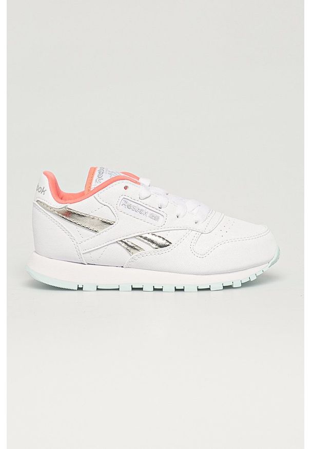 Reebok Classic - Buty dziecięce Cl LTHR. Nosek buta: okrągły. Zapięcie: sznurówki. Kolor: biały. Materiał: guma. Model: Reebok Classic