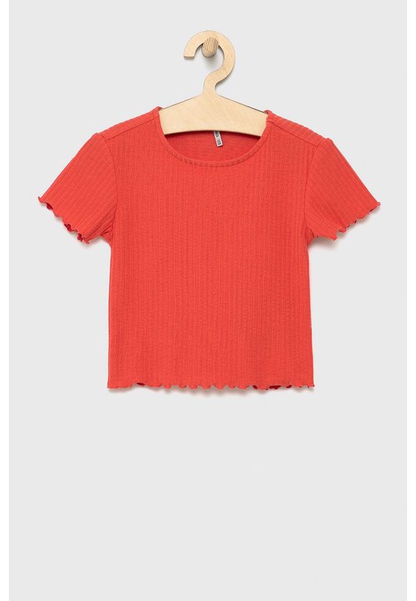 Kids Only t-shirt dziecięcy kolor pomarańczowy. Okazja: na co dzień. Kolor: pomarańczowy. Materiał: materiał. Długość rękawa: krótki rękaw. Długość: krótkie. Styl: casual