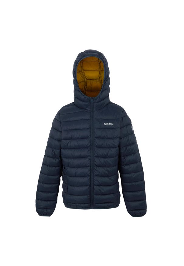 Regatta - Kurtka Ocieplana Dziecięca Z Kapturem Marizion. Typ kołnierza: kaptur. Kolor: wielokolorowy, niebieski, żółty. Materiał: puch. Styl: sportowy