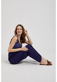 MOODO - Spodnie z szerokimi nogawkami i wiązaniem fioletowe. Kolor: fioletowy #1