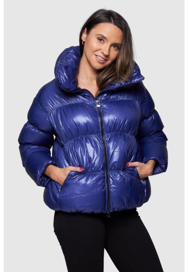 Hetrego - HETREGO Niebieska damska krótka kurtka puchowa Ila, Rozmiar 34 EU - 38 IT. Kolor: niebieski. Materiał: puch. Długość: krótkie