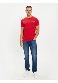 TOMMY HILFIGER - Tommy Hilfiger T-Shirt Stripe Chest MW0MW34428 Czerwony Regular Fit. Kolor: czerwony. Materiał: bawełna #3