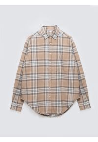 Big-Star - Koszula damska flanelowa w kratę beżowa Notina 801. Okazja: na co dzień. Typ kołnierza: kołnierzyk klasyczny. Kolor: beżowy. Materiał: tkanina. Wzór: kratka. Styl: klasyczny, casual #4