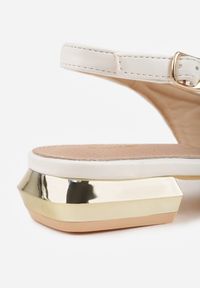 Renee - Białe Sandały Slingback Vices z Wkładką ze Skóry Naturalnej Galeresa. Okazja: na co dzień, na spotkanie biznesowe, do pracy. Zapięcie: pasek. Kolor: biały. Materiał: skóra. Obcas: na obcasie. Styl: casual, biznesowy, elegancki. Wysokość obcasa: niski #6