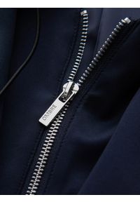 Ombre Clothing - Marynarka męska z odpinaną podpinką i kapturem – granatowa V2 - Rozmiar: XL. Okazja: do pracy, na co dzień. Typ kołnierza: kaptur. Kolor: niebieski. Materiał: poliester. Styl: wizytowy, casual, elegancki #3