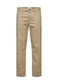 Selected Homme Spodnie materiałowe New 16087665 Beżowy Regular Fit. Kolor: beżowy. Materiał: bawełna