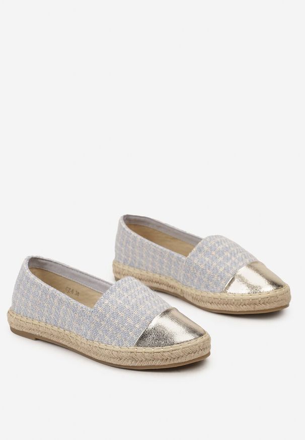 Born2be - Niebieskie Espadryle z Tweedową Cholewką i Plecioną Podeszwą Erodiana. Kolor: niebieski. Szerokość cholewki: normalna. Sezon: lato