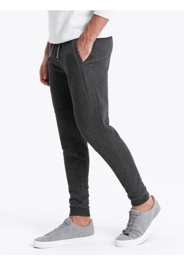 Ombre Clothing - Spodnie męskie dresowe joggery - grafitowe V3 - Rozmiar: XL. Kolor: szary. Materiał: dresówka