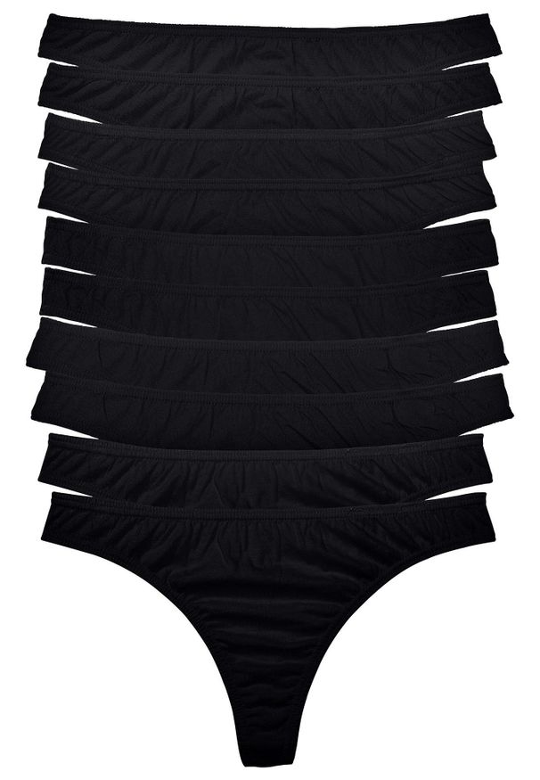 bonprix - Stringi (10 par). Kolor: czarny. Wzór: gładki