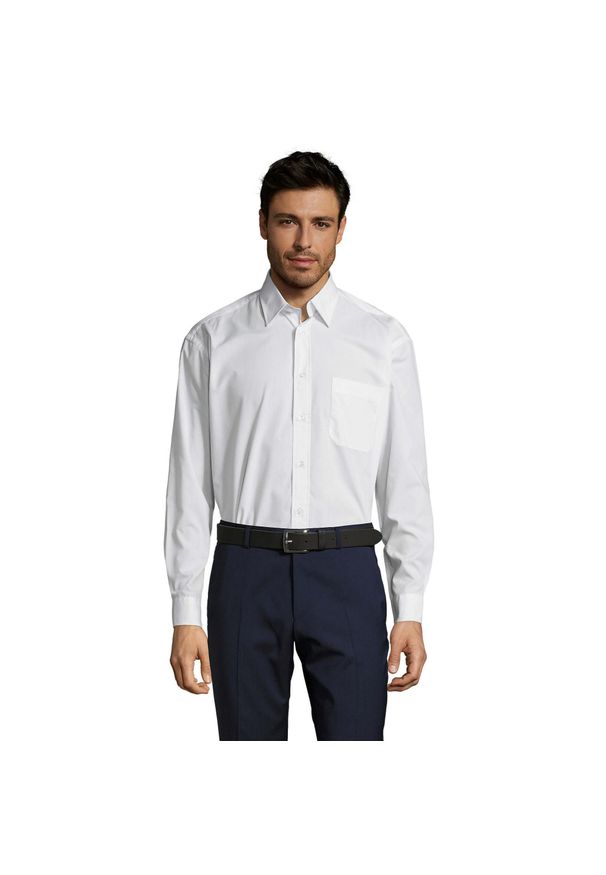SOL'S - Męska Koszula Z Długim Rękawem Baltimore 95 Poplin. Kolor: biały. Długość rękawa: długi rękaw. Długość: długie