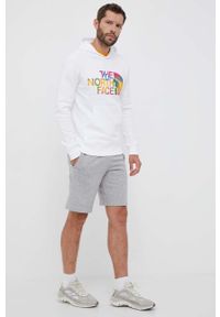 The North Face bluza bawełniana męska kolor biały z kapturem z nadrukiem. Typ kołnierza: kaptur. Kolor: biały. Materiał: bawełna. Wzór: nadruk #5