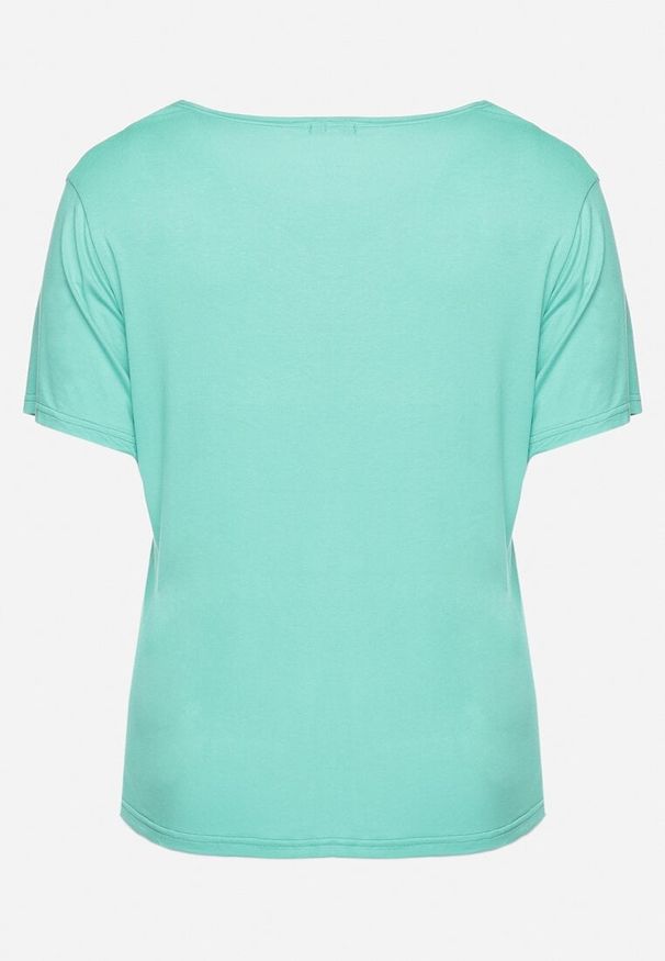 Born2be - Zielony Klasyczny T-shirt z Koronką przy Dekolcie Fioma. Okazja: na spotkanie biznesowe. Kolor: zielony. Materiał: koronka. Wzór: koronka. Styl: klasyczny