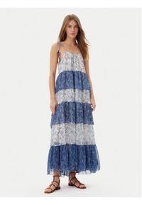 Pepe Jeans Sukienka letnia PL953739 Niebieski Loose Fit. Kolor: niebieski. Materiał: syntetyk. Sezon: lato