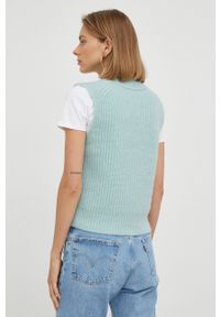 Marc O'Polo kamizelka wełniana damski kolor turkusowy. Okazja: na co dzień. Typ kołnierza: polo. Kolor: turkusowy. Materiał: wełna. Styl: casual #5