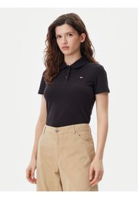 Tommy Jeans Polo Essential DW0DW20160 Czarny Slim Fit. Typ kołnierza: polo. Kolor: czarny. Materiał: bawełna #1