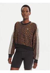 Adidas - adidas Bluza Leopard JW7303 Brązowy Regular Fit. Kolor: brązowy. Materiał: bawełna