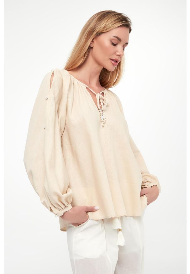 Twinset U&B - Bluzka damska lniana TWINSET U&B. Materiał: len