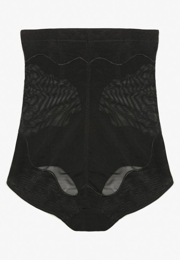 Renee - Czarne Majtki Modelujące z Koronką Temara. Stan: podwyższony. Kolekcja: plus size. Kolor: czarny. Materiał: koronka. Wzór: koronka