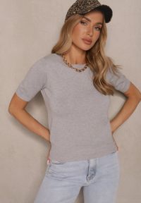 Renee - Szara Casualowa Bluzka z Wiskozą i Bawełną Merillora. Okazja: na co dzień. Kolor: szary. Materiał: bawełna, wiskoza. Długość rękawa: krótki rękaw. Długość: krótkie. Styl: casual #5