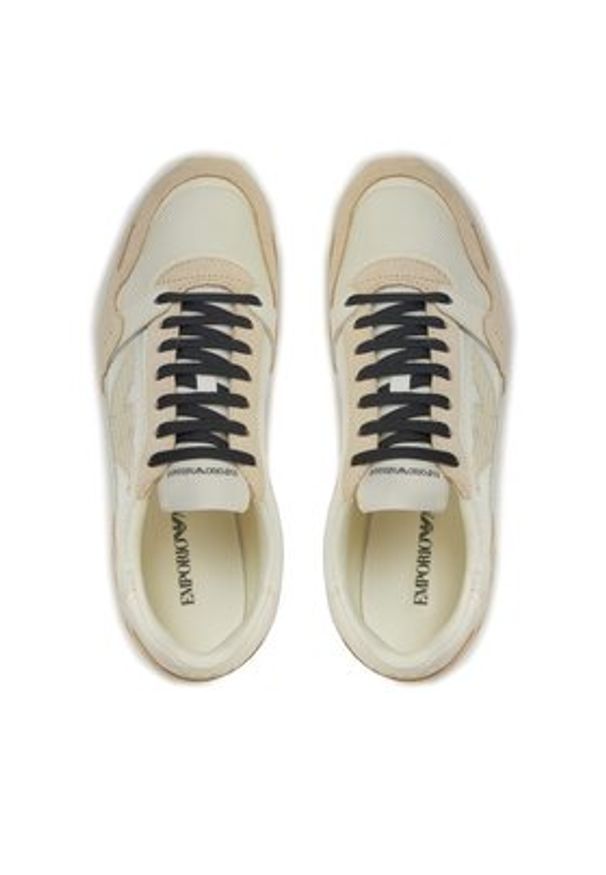 Emporio Armani Sneakersy X4X537 XN730 01427 Beżowy. Kolor: beżowy. Materiał: materiał