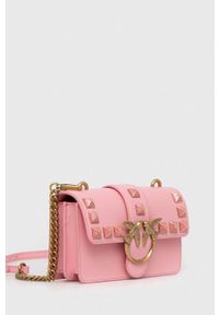 Pinko torebka skórzana kolor różowy. Kolor: różowy. Materiał: skórzane #6