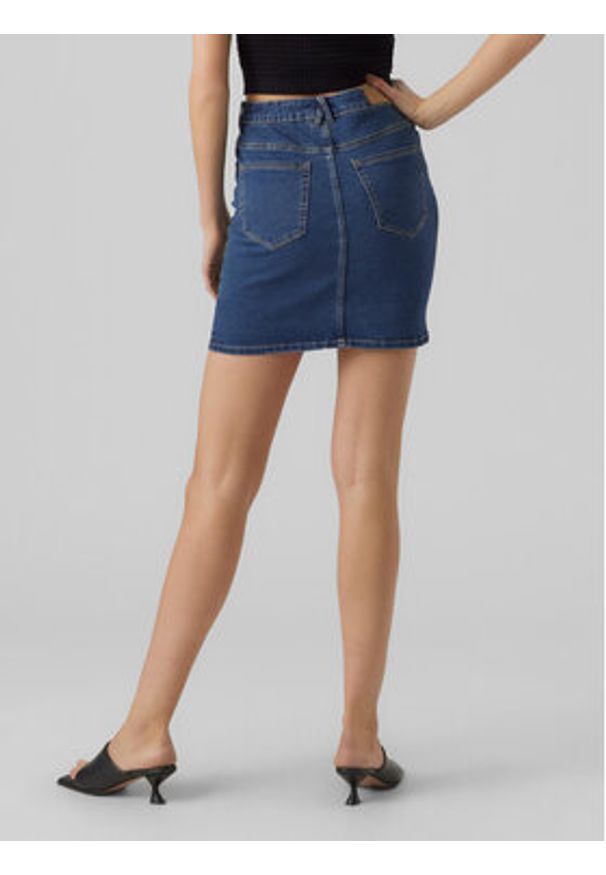 Vero Moda Spódnica jeansowa Luna 10279491 Niebieski Regular Fit. Kolor: niebieski. Materiał: bawełna