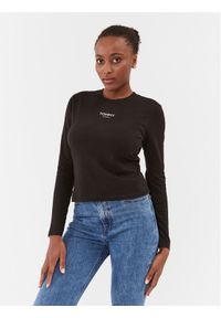 Tommy Jeans Bluzka Bby Essential Logo DW0DW16438 Czarny Slim Fit. Kolor: czarny. Materiał: bawełna