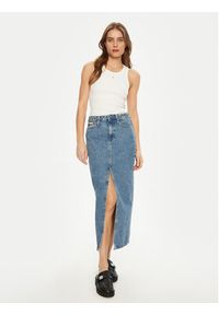 Calvin Klein Jeans Spódnica jeansowa J20J224532 Niebieski Straight Fit. Kolor: niebieski. Materiał: bawełna #5